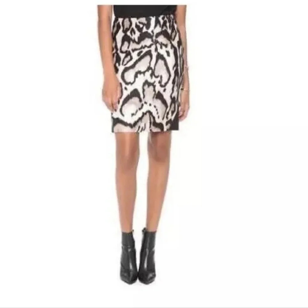 Diane‎ Von Furstenberg Mae Mikado Leopard Print Wool Silk Blend Skirt Size 2